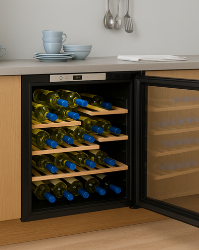 Vin opbevaret i vinkøleskab